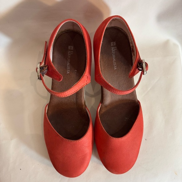 EL NATURALISTA Sz 38 Mary Jane Shoes Sandals Chunky Heels Leather Rounded Toe - Picture 3 of 16